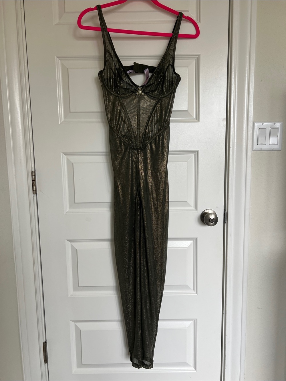 Savage X Fenty Metallic Olive Green Sheer Bodysuit